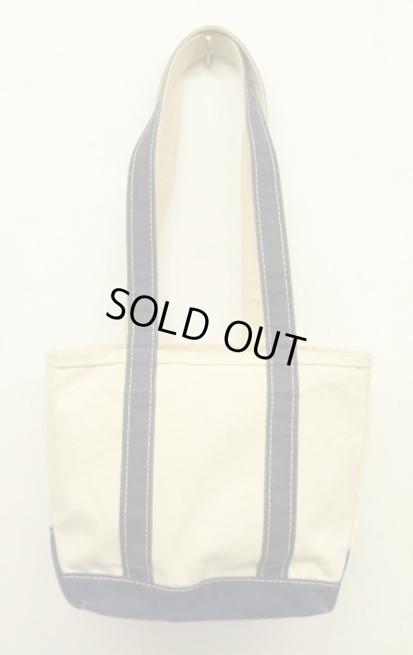 画像4: 80'S LL Bean 2色タグ キャンバス ロングハンドル トートバッグ ネイビー/オフホワイト USA製 (VINTAGE)