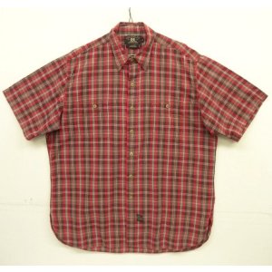 画像: 90'S RRL 三ツ星タグ チンスト＆マチ付き 半袖 ワークシャツ チェック柄 (VINTAGE)