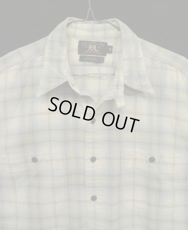 画像3: 90'S RRL 三ツ星タグ チンスト＆マチ付き 猫目ボタン 半袖 ワークシャツ チェック柄 (VINTAGE)