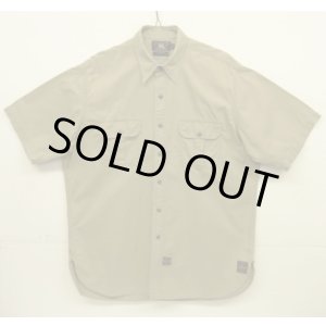 画像: 90'S RRL 三ツ星タグ チンスト＆マチ付き 猫目メタルボタン 半袖 ワークシャツ ベージュ (VINTAGE)