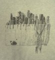 画像3: 90'S UNKNOWN ペンケーススケッチ シングルステッチ 半袖 Tシャツ アッシュグレー USA製 (VINTAGE)