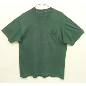 画像: 60'S UNKNOWN シングルステッチ ポケット付き 半袖 Tシャツ ダークグリーン (VINTAGE)