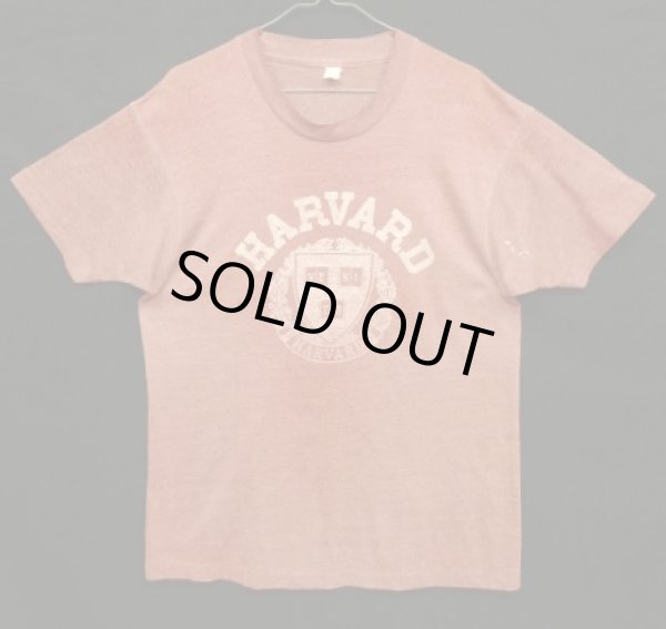 画像1: 80'S HARVARD シングルステッチ 半袖 Tシャツ フェードバーガンディ USA製 (VINTAGE)