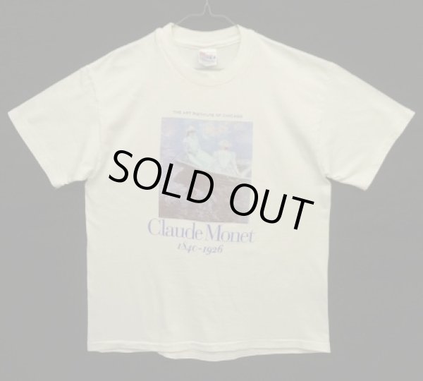 画像1: 90'S CLAUDE MONET "ON THE BOAT" シカゴ美術館 シングルステッチ 半袖 Tシャツ ホワイト USA製 (VINTAGE)