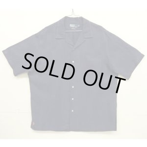 画像: 90'S RALPH LAUREN "CALDWELL" シルク/リネン 裾ロゴ 半袖 オープンカラーシャツ ネイビー (VINTAGE)