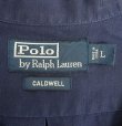 画像2: 90'S RALPH LAUREN "CALDWELL" シルク/リネン 裾ロゴ 半袖 オープンカラーシャツ ネイビー (VINTAGE)