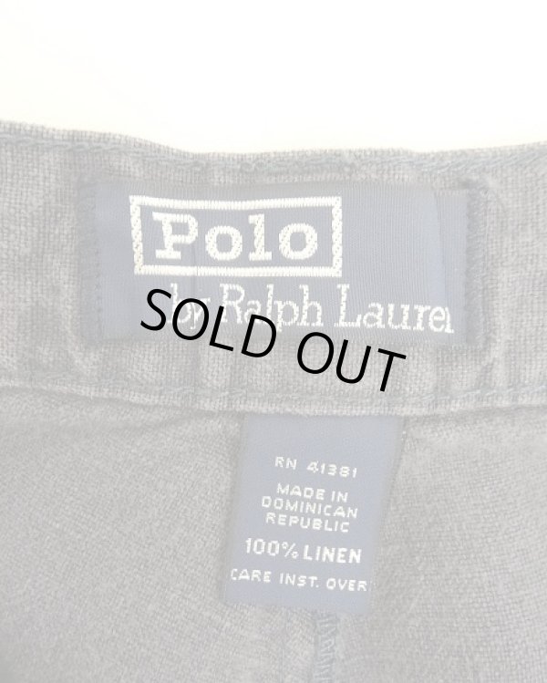 画像2: 90'S RALPH LAUREN ノープリーツ リネンショーツ ネイビー (VINTAGE)