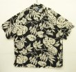 画像1: 90'S RALPH LAUREN "ADAMS" ビスコース 半袖 オープンカラーシャツ ブラック/ボタニカル柄 (VINTAGE)