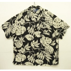画像: 90'S RALPH LAUREN "ADAMS" ビスコース 半袖 オープンカラーシャツ ブラック/ボタニカル柄 (VINTAGE)