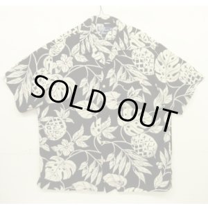 画像: 90'S RALPH LAUREN "ADAMS" ビスコース 半袖 オープンカラーシャツ ブラック/ボタニカル柄 (VINTAGE)