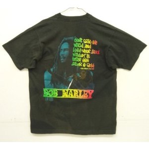 画像: 90'S BOB MARLEY 両面プリント シングルステッチ 半袖 Tシャツ ブラック USA製 (VINTAGE)
