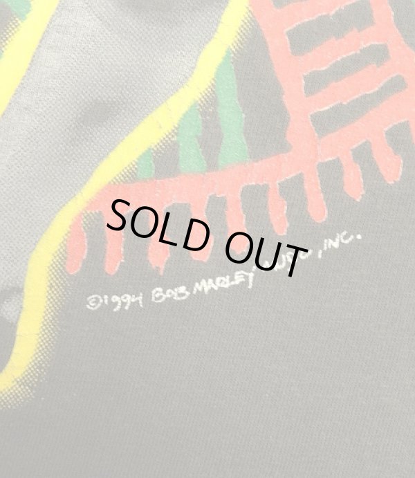 画像4: 90'S BOB MARLEY 両面プリント シングルステッチ 半袖 Tシャツ フェードブラック (VINTAGE)