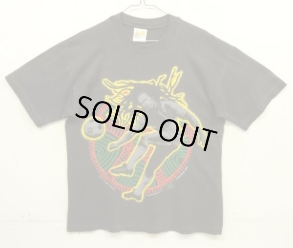 画像1: 90'S BOB MARLEY 両面プリント シングルステッチ 半袖 Tシャツ フェードブラック (VINTAGE)