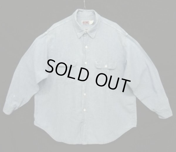 画像1: 80'S BIG MAC コットン100% シャンブレーシャツ ブルー USA製 (VINTAGE)