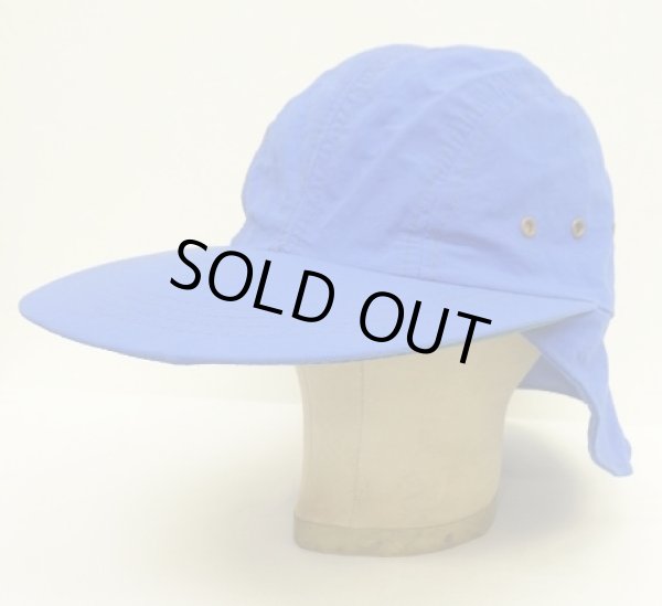 画像1: 80'S LL Bean ナイロン ネックガード付き ロングビル キャップ ブルー USA製 (VINTAGE)