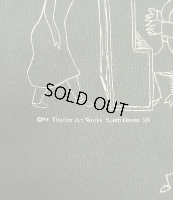 画像4: 90'S JAMES THURBER 両面全面プリント シングルステッチ 半袖 Tシャツ ブラック (VINTAGE)