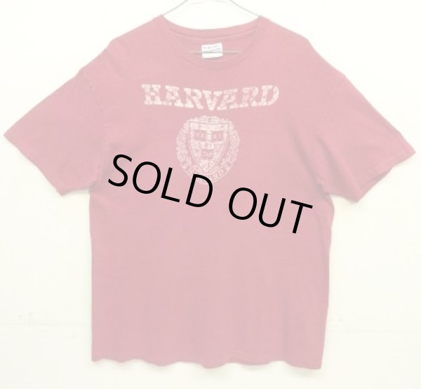 画像1: 80'S HARVARD シングルステッチ 半袖 Tシャツ バーガンディ USA製 (VINTAGE)