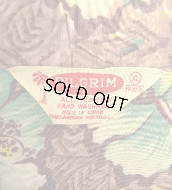 画像2: 60'S PILGRIM 三角タグ レーヨン 半袖 アロハシャツ 日本製 (VINTAGE)