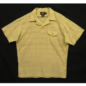 画像: 90'S RRL 三ツ星タグ コットン 半袖 プルオーバー オープンカラーシャツ 刷毛目柄 (VINTAGE)