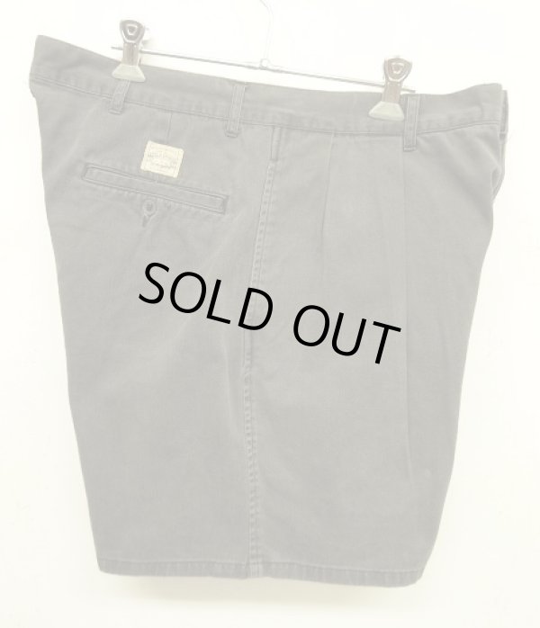 画像4: 90'S RALPH LAUREN "ボックスロゴ" ツープリーツ チノショーツ フェードブラック (VINTAGE)