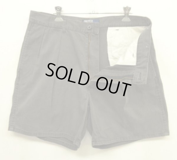 画像3: 90'S RALPH LAUREN "ボックスロゴ" ツープリーツ チノショーツ フェードブラック (VINTAGE)