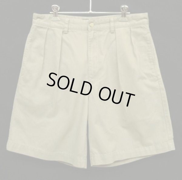 画像1: 90'S RALPH LAUREN "TYLER SHORT" ツープリーツ チノショーツ カーキ (VINTAGE)
