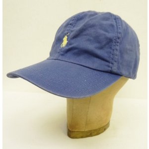 画像: 90'S RALPH LAUREN ロゴ刺繍 ベースボールキャップ ブルー USA製 (VINTAGE)