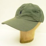 画像: 90'S RALPH LAUREN ロゴ刺繍 ベースボールキャップ フェードグリーン USA製 (VINTAGE)