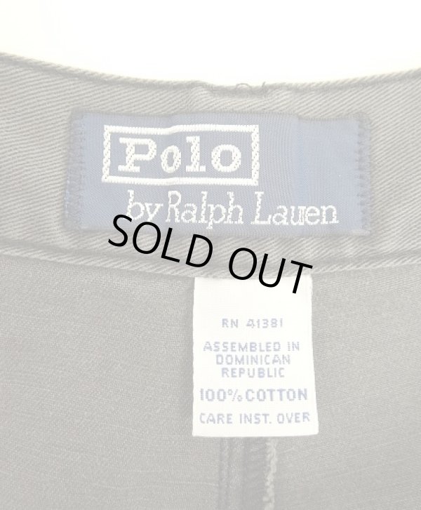 画像2: 90'S RALPH LAUREN "ボックスロゴ" ツープリーツ チノショーツ フェードブラック (VINTAGE)