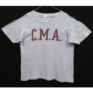 画像: 60'S CHAMPION "C.M.A" C中ランタグ 88/12 染み込みプリント シングルステッチ 半袖 Tシャツ ヘザーブルー USA製 (VINTAGE)