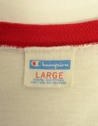 画像2: 70'S CHAMPION バータグ シングルステッチ 染み込みプリント 半袖 リンガー Tシャツ ホワイト USA製 (VINTAGE)