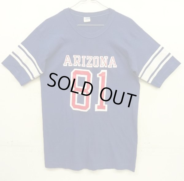 画像1: 70'S CHAMPION バータグ シングルステッチ 半袖 フットボール Tシャツ ネイビー USA製 (DEADSTOCK)