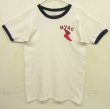 画像1: 80'S CHAMPION "NYAC" トリコタグ 染み込みプリント シングルステッチ 半袖 リンガー Tシャツ ホワイト USA製 (VINTAGE)