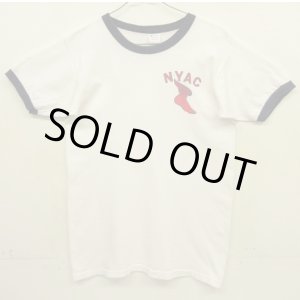 画像: 80'S CHAMPION "NYAC" トリコタグ 染み込みプリント シングルステッチ 半袖 リンガー Tシャツ ホワイト USA製 (VINTAGE)