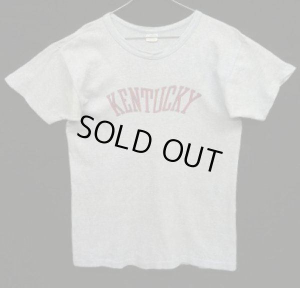 画像1: 70'S CHAMPION "KENTUCKY" バータグ 88/12 染み込みプリント シングルステッチ 半袖 Tシャツ ヘザーブルー USA製 (VINTAGE)
