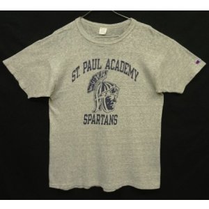 画像: 80'S CHAMPION "SPARTANS" トリコタグ 88/12 染み込み三段プリント シングルステッチ 半袖 Tシャツ ヘザーグレー USA製 (VINTAGE)