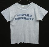 画像: 70'S CHAMPION "HOWARD UNIVERSITY" バータグ 88/12 染み込みプリント シングルステッチ 半袖 Tシャツ ヘザーブルー USA製 (VINTAGE)