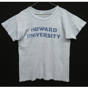 画像: 70'S CHAMPION "HOWARD UNIVERSITY" バータグ 88/12 染み込みプリント シングルステッチ 半袖 Tシャツ ヘザーブルー USA製 (VINTAGE)