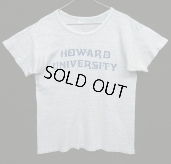 画像1: 70'S CHAMPION "HOWARD UNIVERSITY" バータグ 88/12 染み込みプリント シングルステッチ 半袖 Tシャツ ヘザーブルー USA製 (VINTAGE)