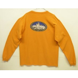 画像: 90'S PATAGONIA "BENEFICIAL T'S" オーバルロゴ バックプリント 長袖 Tシャツ オレンジ USA製 (VINTAGE)