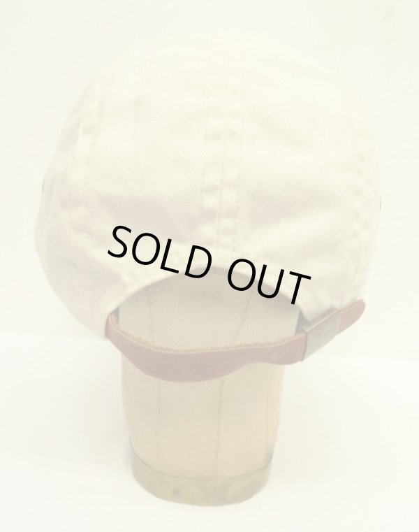 画像4: 90'S EDDIE BAUER 4パネル レザー/キャンバスキャップ ブラウン/オフホワイト USA製 (VINTAGE)