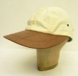画像1: 90'S EDDIE BAUER 4パネル レザー/キャンバスキャップ ブラウン/オフホワイト USA製 (VINTAGE)
