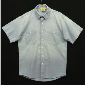 画像: 80'S WORKN' SPORT 三角タグ コットン100% シャンブレーシャツ ブルー USA製 (VINTAGE)
