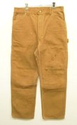 画像1: 70'S CARHARTT プリントタグ トップスナップボタン ダブルニー ダックペインターパンツ ブラウン SCOVILLジップ USA製 (VINTAGE)