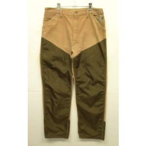 画像: 70'S CARHARTT プリントタグ トップスナップボタン ダック/ナイロン ペインターパンツ ブラウン 42TALONジップ USA製 (VINTAGE)