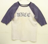 画像: 70'S VELVA SHEEN "HNCC" 染み込みプリント シングルステッチ ベースボールTシャツ ホワイト/ネイビー USA製 (VINTAGE)