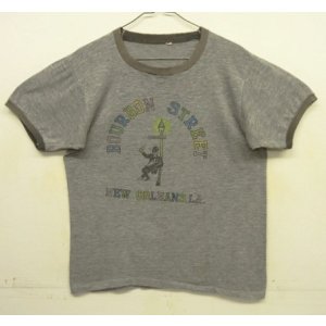 画像: 70'S BOURBON STREET シングルステッチ 半袖 リンガー Tシャツ ヘザーグレー (VINTAGE)