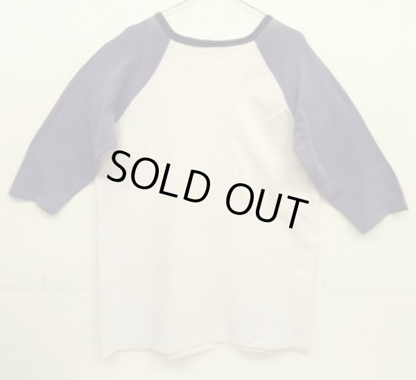 画像4: 70'S VELVA SHEEN "HNCC" 染み込みプリント シングルステッチ ベースボールTシャツ ホワイト/ネイビー USA製 (VINTAGE)