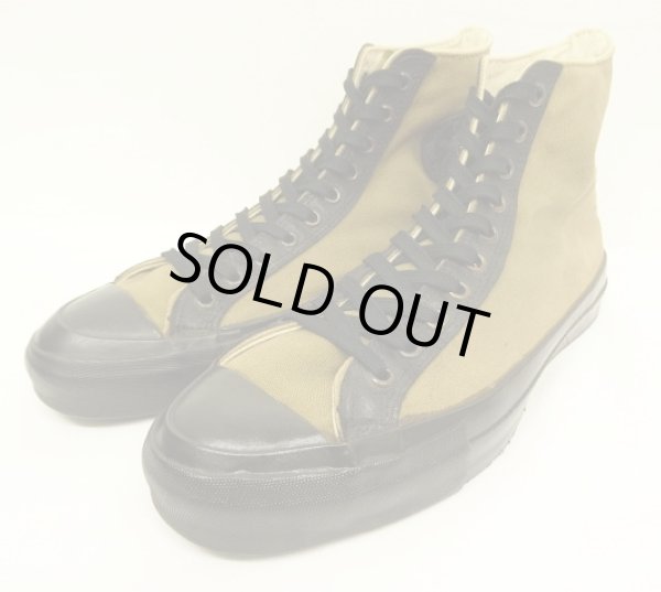 画像1: 80'S CONVERSE キャンバス ハイカット スニーカー カーキ/ブラック USA製 (VINTAGE)