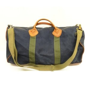 画像: 80'S LL Bean キャンバス/レザー ダッフルバッグ ネイビー/オリーブ USA製 (VINTAGE)